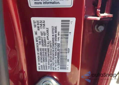 2008 Honda Cr-V Ex from USA, damaged, VIN 5J6RE48568L001092